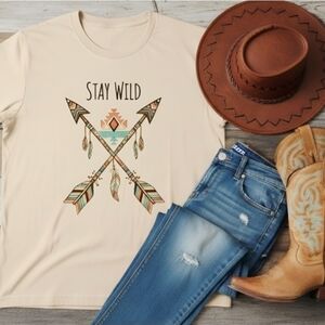 Stay Wild Arrow Tee • Boho Tribal Graphic Shirt • Western Desert Adventure Top